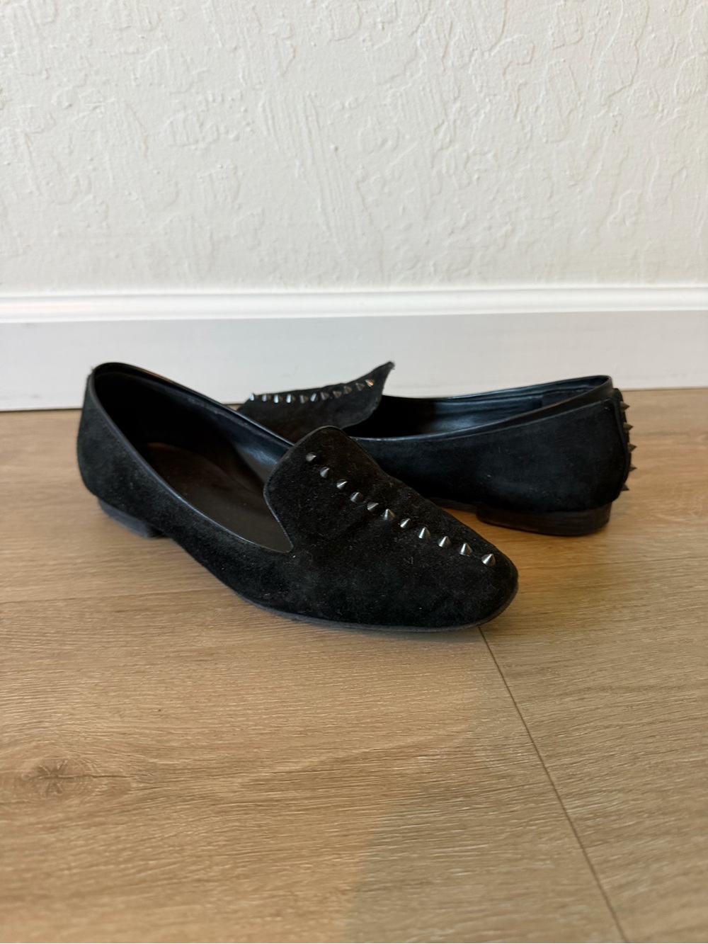 Sigerson Morrison Black Suede Studded Loafers size 6